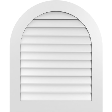 Round Top Surface Mount PVC Gable Vent: Non-Functional, W/ 3-1/2W X 1P Standard Frame, 30W X 36H